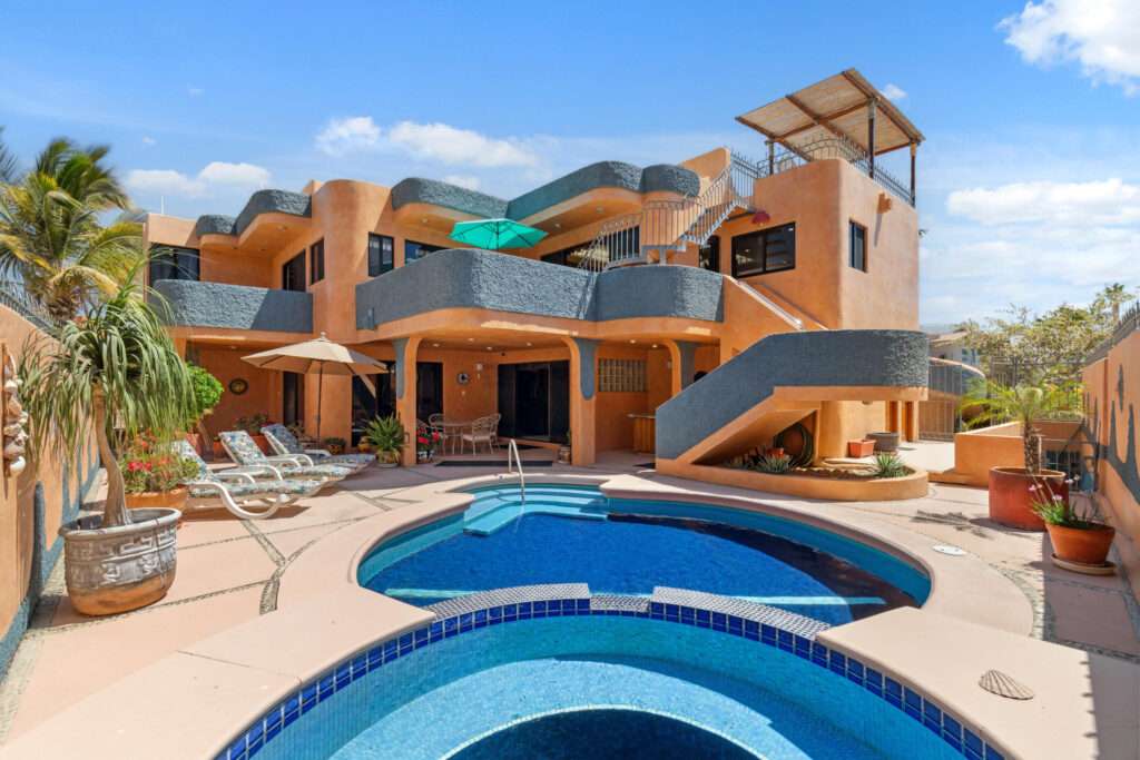 Los Cabos Mediterranea Comfort and privacy all in the heart of El Tezal, in a gated community this 3 bed 3 bath two story home is priced to sell! Mediterranea 41 has a fully secure car port and private patio, perfect for families. An incredible location just steps away from Plaza Novva, restaurants, cafes, shops, are all available and major supermarkets are just down the road. Schools, hospitals and all major amenities are just minutes away, the home is comfortably furnished, air conditioned and has a spacious outdoor area perfect for children to play and pets. A private patio with palapa, mature plants and trees create a very warm inviting space. The location is incredible in El Tezal in a private and peaceful community with a very reasonably priced HOA. – 24 Calle Fray Junipero, Cabo Corridor, BS