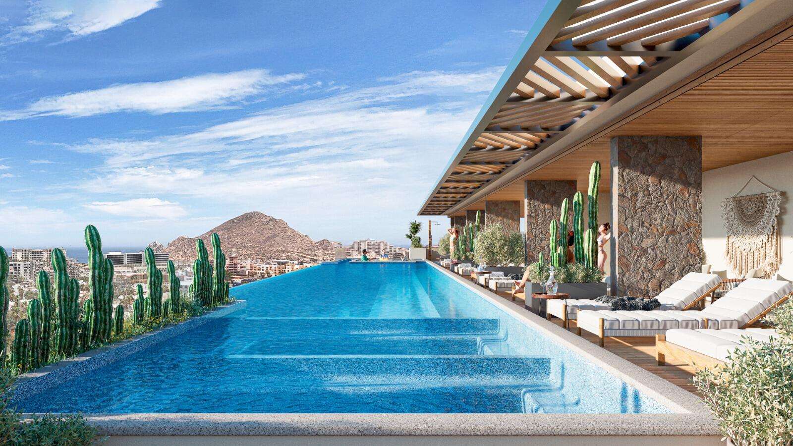 Los Cabos Terra 192 Discover Terra 192, an exclusive residential development currently in presale, located in the heart of Cabo San Lucas, just 300 meters from downtown. This boutique project offers 48 luxury condos with modern design and top-tier amenities, making it an ideal investment opportunity or personal retreat.Unit #208Condo Features: " 1 Studio " 1 full bathrooms " kitchens with quartz countertops " Mini-split air conditioning units " Built-in closets included " Unit 60 mt2 Development Amenities: " Rooftop infinity pool with lounge area " Fully equipped gym " Pool bar and hammock area " Elevator for convenient access " Lobby with concierge service " 24/7 security and controlled access üPricing & Delivery: " Price MN for sale