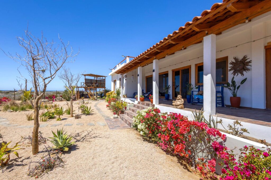 Los Cabos Mediterranea Comfort and privacy all in the heart of El Tezal, in a gated community this 3 bed 3 bath two story home is priced to sell! Mediterranea 41 has a fully secure car port and private patio, perfect for families. An incredible location just steps away from Plaza Novva, restaurants, cafes, shops, are all available and major supermarkets are just down the road. Schools, hospitals and all major amenities are just minutes away, the home is comfortably furnished, air conditioned and has a spacious outdoor area perfect for children to play and pets. A private patio with palapa, mature plants and trees create a very warm inviting space. The location is incredible in El Tezal in a private and peaceful community with a very reasonably priced HOA. – Cerritos Beach, Pacific, BS