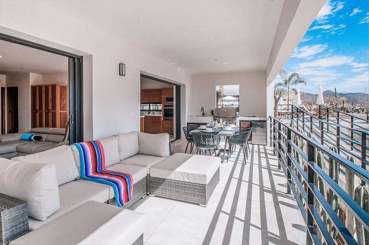 Los Cabos Surfside Residences This beautifully maintained home is nestled within landscaped gardens in a secure and exclusive complex. Designed with functionality and comfort in mind, the layout includes two generously sized bedrooms, two stylish bathrooms, a study nook, a contemporary kitchen fitted with high-quality appliances, and a spacious living and dining area.The open-plan interior flows seamlessly onto a large, private covered terrace—perfect for enjoying the stunning for sale