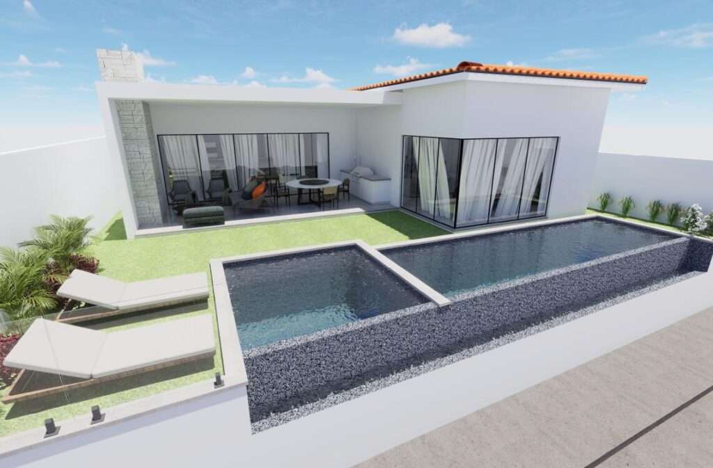 Los Cabos Copala When you enter this spacious single level floorplan you will find that it is inviting and comfortable. This home with 3 full Bedrooms and 4 Bathrooms comes with a 4th Flex Room for entertainment or 4th bedroom, homes to be built to the highest quality and will be ready to move in 9 months from deposit, finishes will include beautiful granite, marble and travertine finishes. This home includes pool Our standard appliances are GE Cafe. These single level homes were well thought out and meticulously designed with every needed feature to make them not only desirable but functional. All residences are ready to enjoy the amenities that Quivira has to offer from Golf to the amazing Beach Club and Gym. floorplan is of actual home for sale, – lot 51 The Heights at Cielo Marbella, Pacific, BS