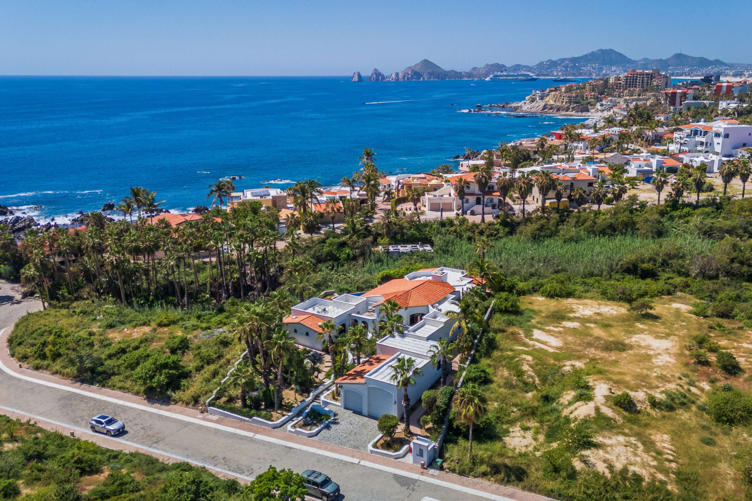 Los Cabos Cabo Colorado Discover modern luxury in this exquisitely designed home, built in 2020 and nestled within the exclusive, beachfront, private gated community of Cabo Colorado in San JosΓ© del Caboβjust 2 miles from Palmilla Beach. Enjoy the convenience of living just steps from a stunning, sandy private beach within the community.With a striking contemporary aesthetic, this residence features gleaming white marble floors, beautifully appointed marble bathrooms, and captivating ocean for sale