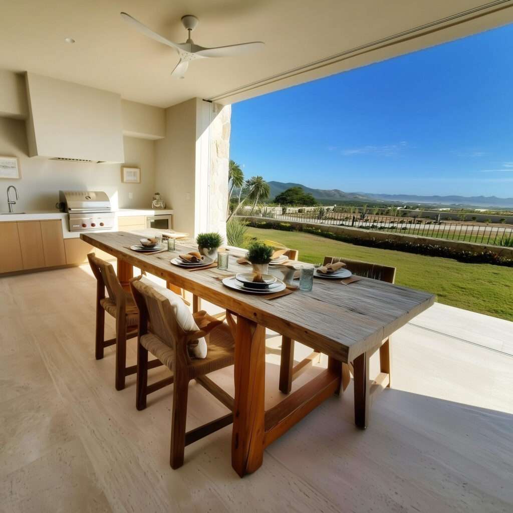 Los Cabos Section 6- Las Verandas A rare, highly upgraded, fully furnished garden residence in Querencia. Verandas C-101 offers generous living spaces that open to a large private terrace and grassy garden--an uncommon feature within the community. Contemporary architecture and custom-made furniture are paired with a calm, grounding interior designed with natural materials, custom wood furnishings, clay accents, upgraded flooring, and enhanced interior doors throughout. This residence features a fully upgraded kitchen with new appliances and a 42-inch wine cellar, along with thoughtfully finished bathrooms that include double-sink vanities and elevated finishes. Ceiling fans are installed in all bedrooms. A private in-unit elevator gives you direct access to the parking garage below, to your two parking spaces, and an oversized private storage room included with the home. This residence was delivered new with a comprehensive package of builder-selected upgrades totaling – Verandas, San Jose Corridor, San Jose Corridor, BS